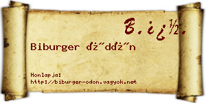 Biburger Ödön névjegykártya